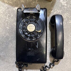 Western Electric Bell System Rotary Wall Telephone Black Vintage Model 554